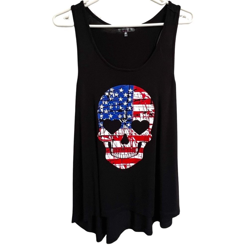 Black Love Peace and Lazy Days American Skull Tank Top